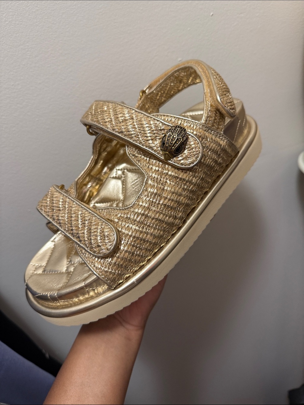 Kurt Geiger Gold Quilted Strap Sandals - Picture 2 of 3